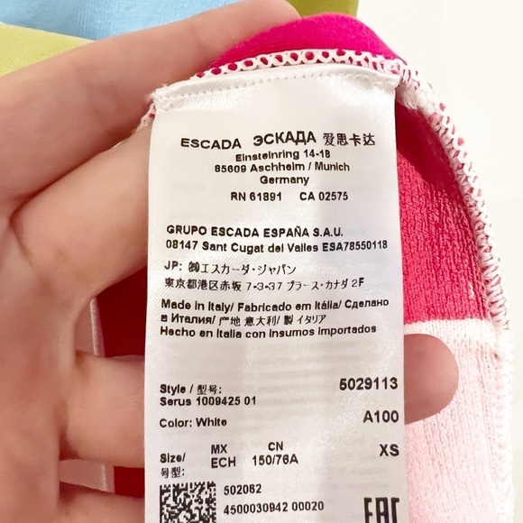 Escada Serus Striped Multicolor Colorblocked Short Sleeve Knit Sweater Top XS - Picture 8 of 9